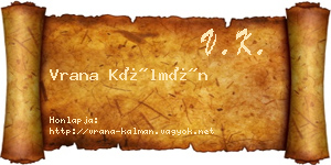 Vrana Kálmán névjegykártya